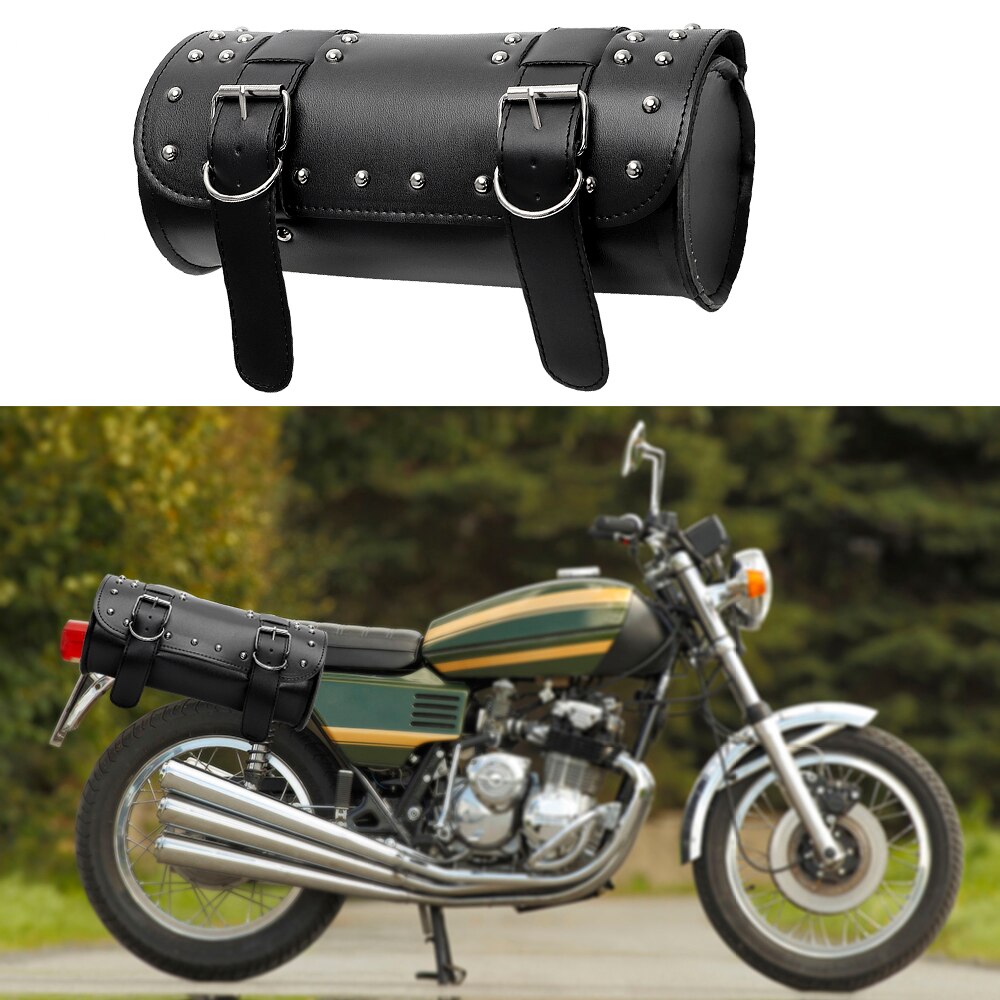 Pu læder motorcykel opbevaringspose reparationsværktøj container tilbehør motorcykel bagage sadeltaske moto rygsæk