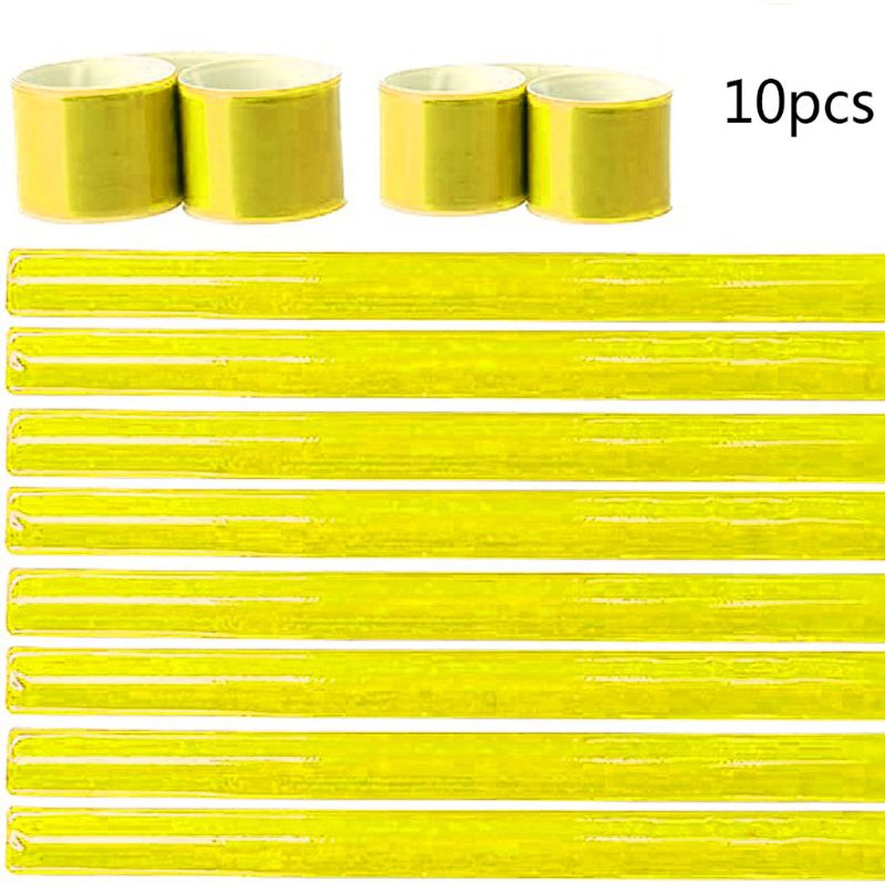 10Pc 38Cm Zichtbare Veiligheid Running Reflecterende Tape Bands Polsbandjes Spoke Reflectoren Fiets Reflecterende Armbanden Armbanden: 7HH1107187-Y