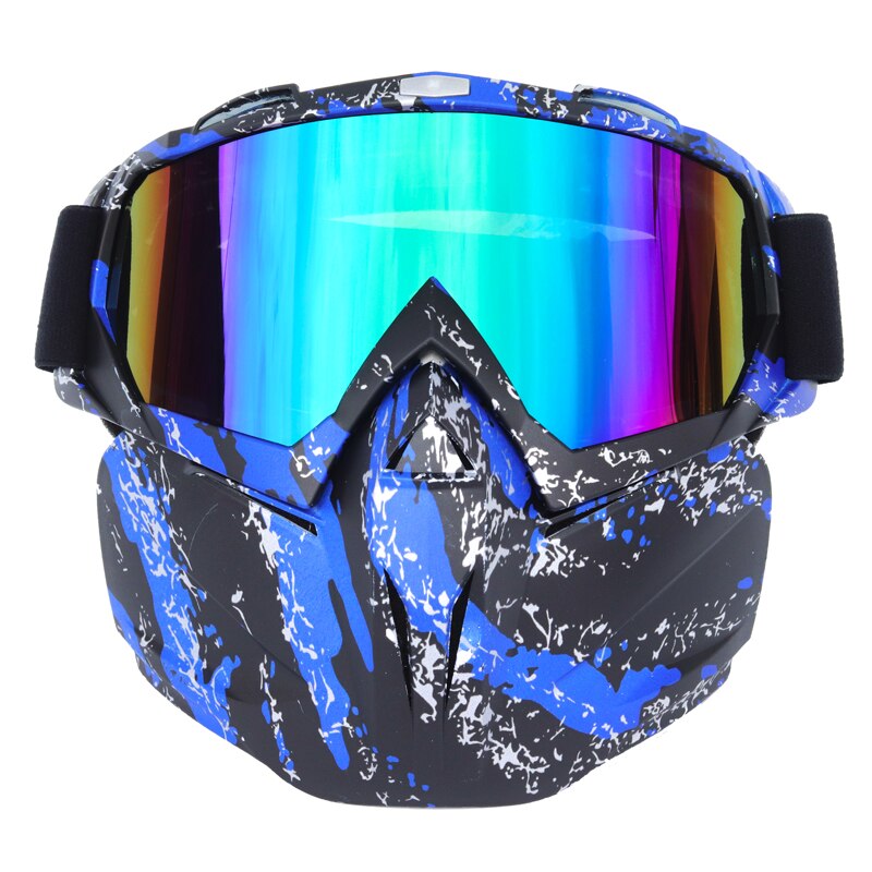 Volwassenen Motorhelm Stofdicht Gezichtsmasker Respirator Motocross Goggles Bril Veiligheid Beschermende Eyewear Volledige Gezicht Sh: Blue and black