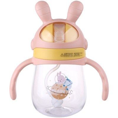 Baby drinkgerei klein dier baby leren drinken beker kinderen fles rietje bekers anti-verstikking waterkoker leren drinken beker fles: Roze