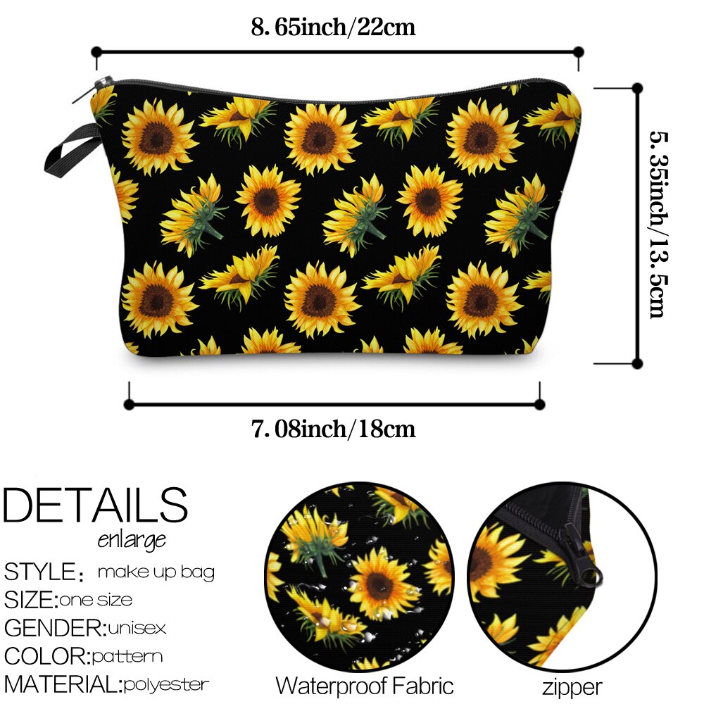 Deanfun ottavino Impermeabile Sacchetto di Trucco di Modo di colore Giallo Girasole Sacchetto Cosmetico Nero Bambini Sacchetto Della Matita del Regalo 52355