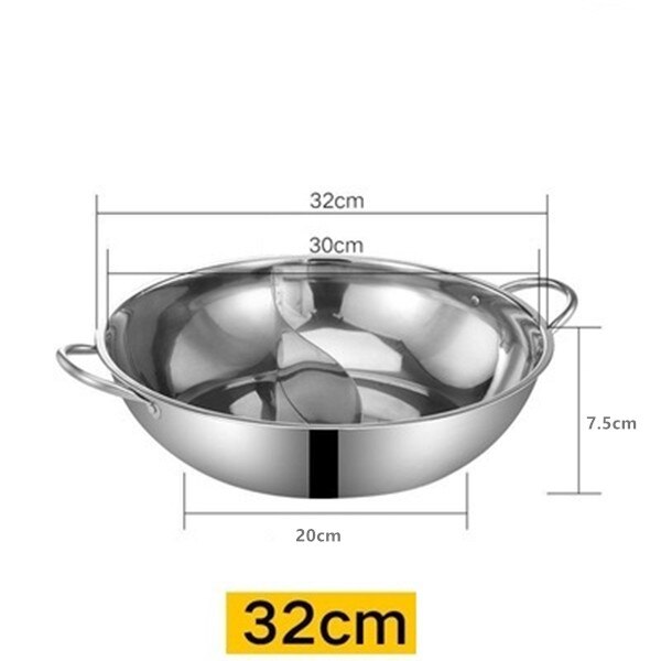 Rustfrit stål pot hotpot induktion komfur gaskomfur kompatibel pot hjem køkken køkkengrej suppe gryde twin delt: 32cm