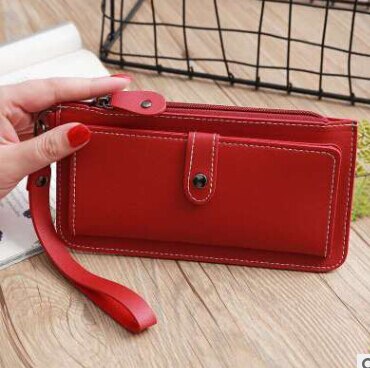 Style Women Casual Solid Clutch Long Wallet Purse Ladies Zipper Hasp Phone Card Holder: K