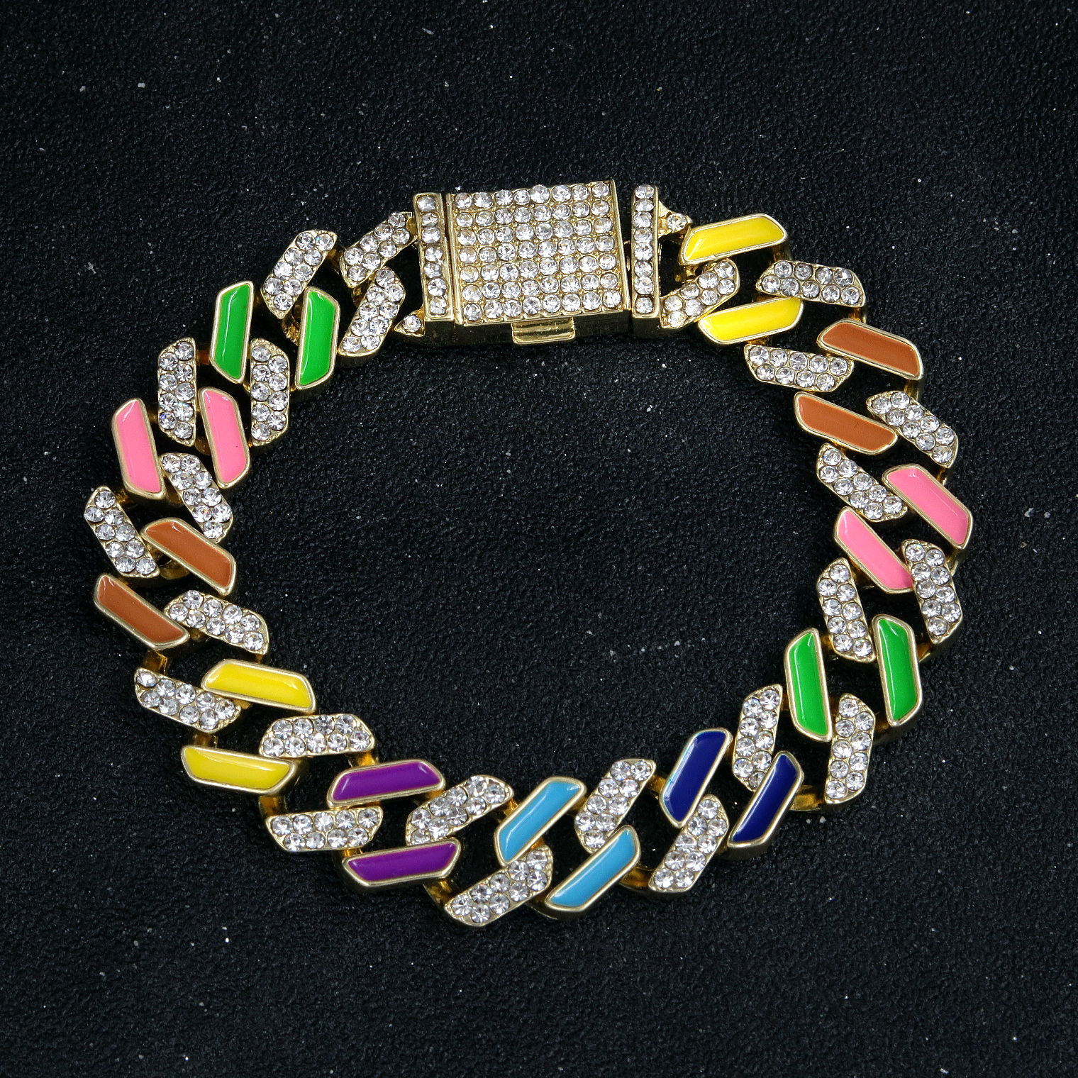 Collar de cadena de eslabones cubanos de 12MM para hombre y mujer, pulsera de cuello de de Hip Hop, conjunto de joyería de goteo de aceite de Color