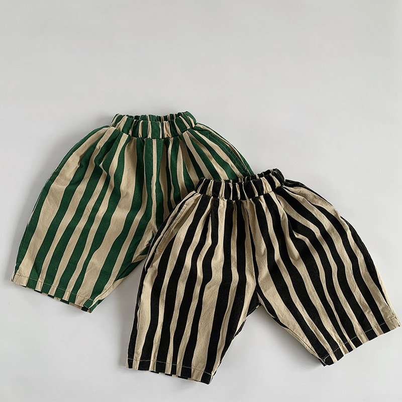 Kid Boy personalità strisce irregolari pantaloni al polpaccio Cute Baby Girl Fashion pantaloni in cotone sottile traspirante