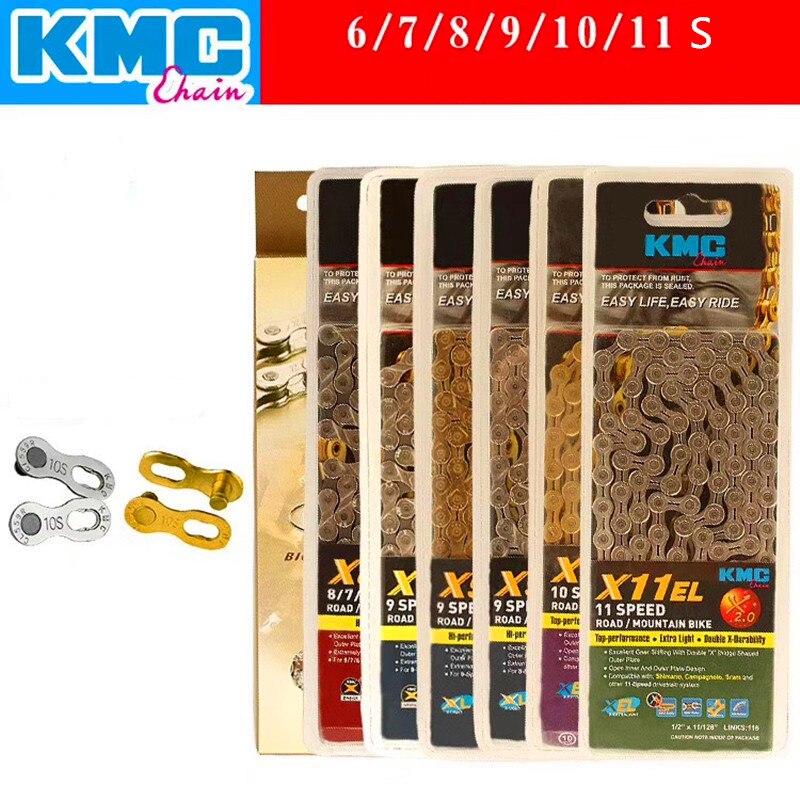 Kmc fietsketting mountainbike ketting  z7 x8 x9 x10 x10el x11 x11el racefiets mtb ketting 7/8/9/10/11 speed 116l ketting fietsonderdelen