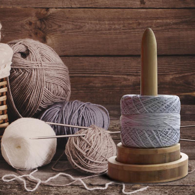 Wooden Yarn Rotation Axis Bamboo Spindle Large Base Plate Yarn Spool Sewing Accessories Knitting Tools