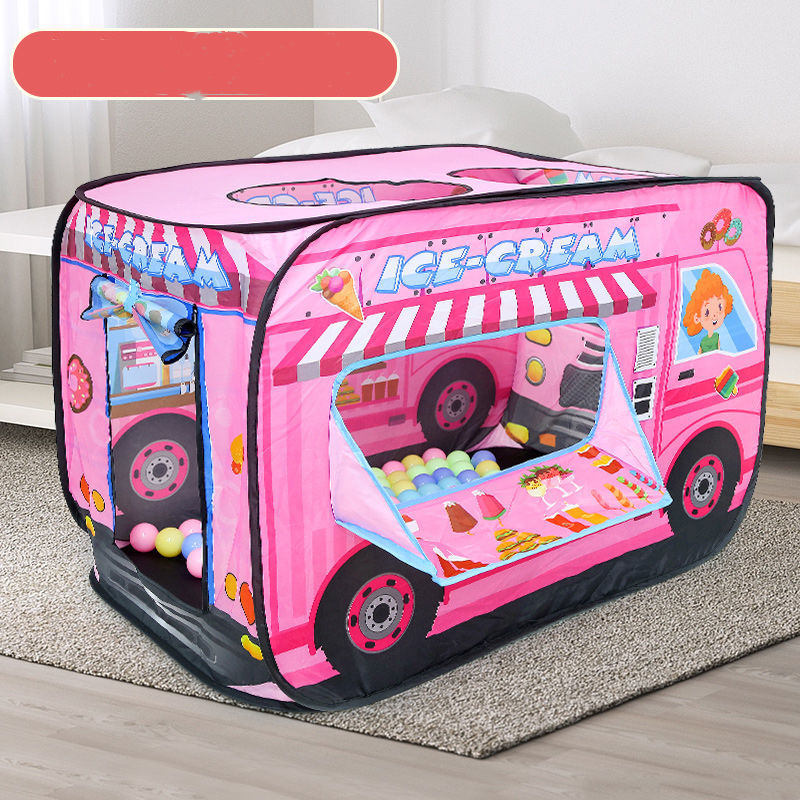 Kinderen Auto Tent Popup Play Tent Bus Indoor Speelgoed Outdoor Eenvoudige Opvouwbare Brandweerwagen Icecream Auto Kids Spel Huis theater: ice cream