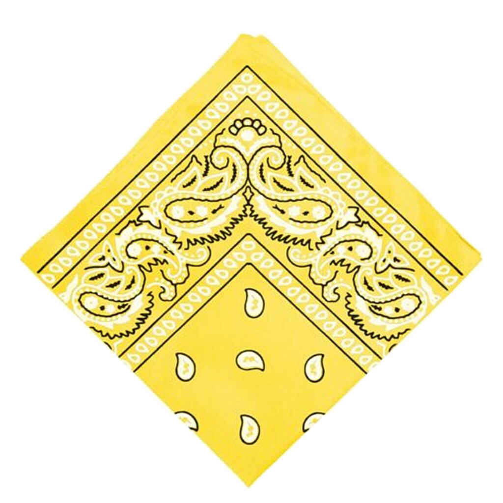 100% Cotton Paisley Cowboy Bandana Scarf Hip Hop Men Women Head Wrap Neck Wristband Handkerchief Sports Headwear: Light Yellow