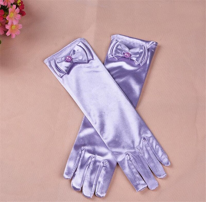 Gants longs en Satin Stretch pour enfants | 1 paire, nouvelle , gants de soirée d'opéra, accessoires pour vêtements de pour filles: Lavande
