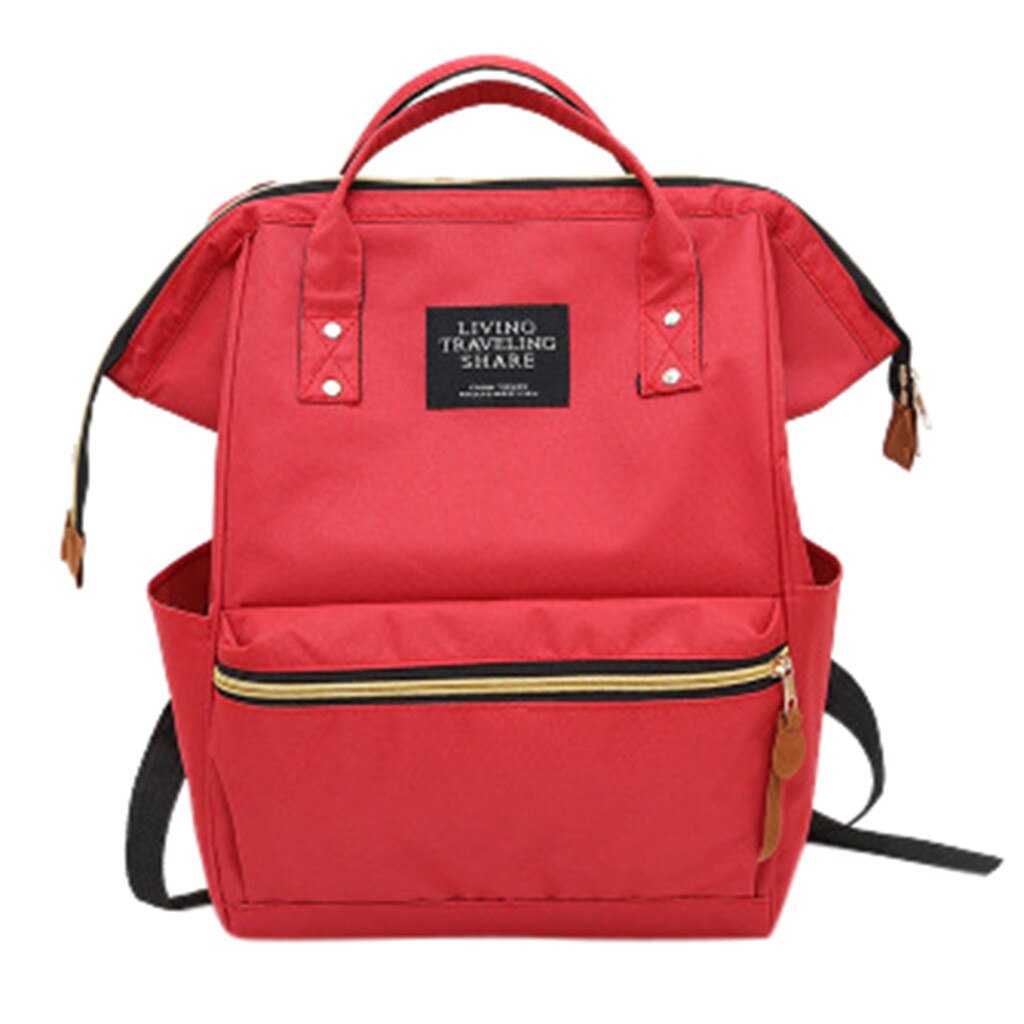 Backpack Living Travelling Share Unisex Solid Backpack School Travel Bag Double Shoulder Bag Zipper Bag: Red