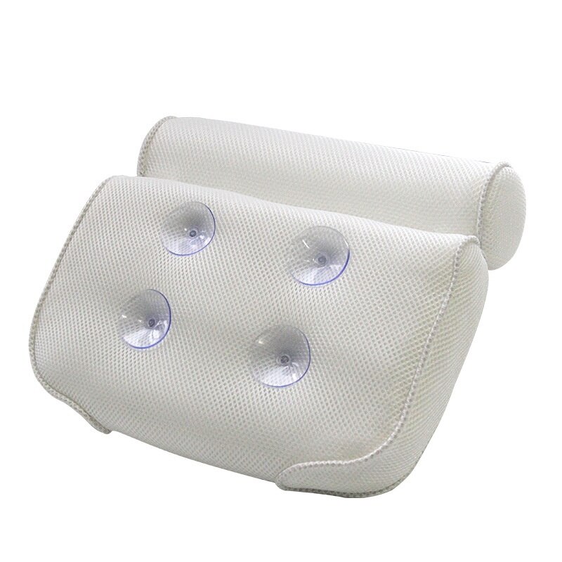 White Waterproof Foam Bathtub Pillow Cushion Relux Bath Spa Head Neck Rest Tool: Default Title