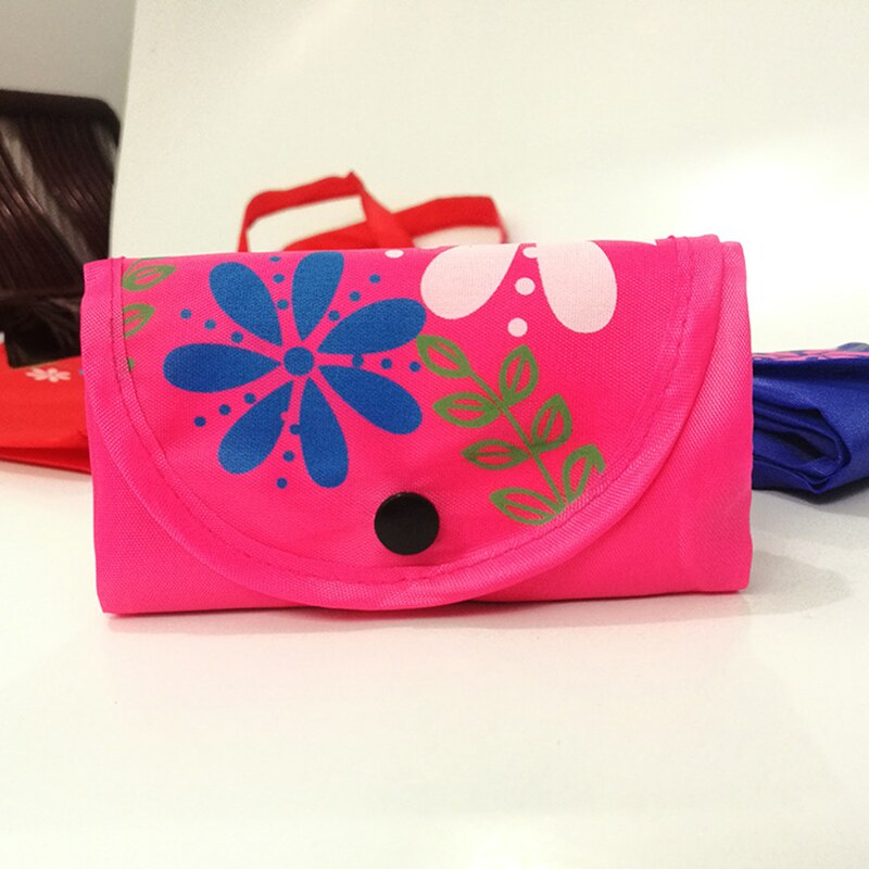Sac à provisions d'impression de fleur pliant le sac à main réutilisable portatif de tissu d'oxford réutilisent les sacs d'épicerie d'organisation à la maison: rose red