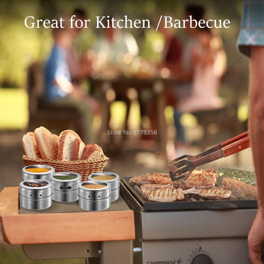 Vasetti di spezie magnetici con cremagliera a parete contenitori di condimento per spezie in acciaio inossidabile con etichetta per spezie