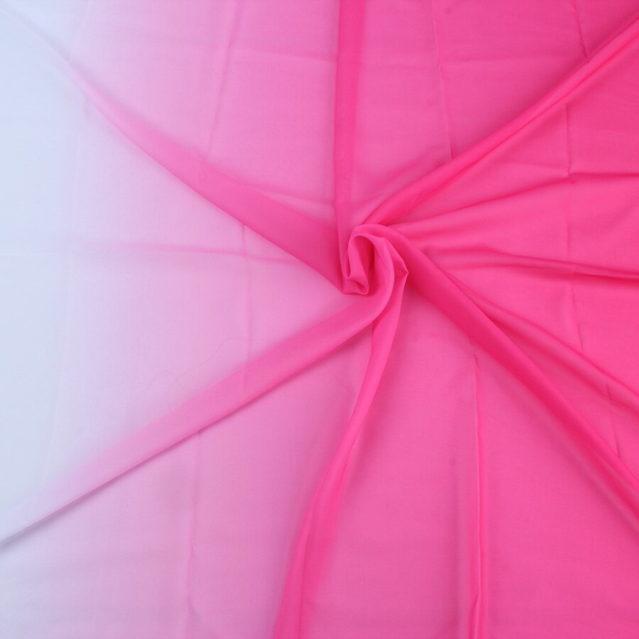 Ombre Gradient Color Shade Fabric 100D Chiffon Draped Fabric for Wedding Gowns 145x50cm: RoseRed to White