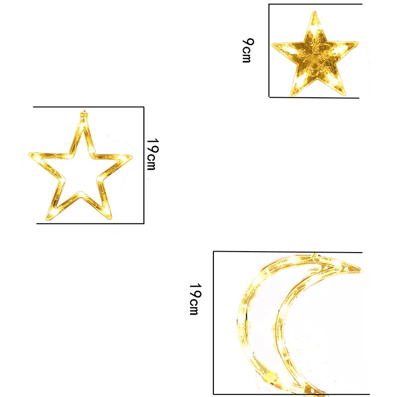 Cortina de luces LED de luna y estrella, guirnaldas navideñas de hadas con enchufe europeo de 220V, decoración al aire libre, Festival de vacaciones, cadena de luces parpadeantes
