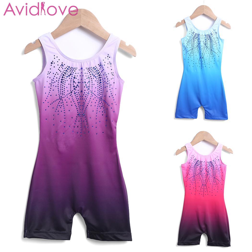 Grils Gradient Leotard Gymnastics Toddler Sparkle Cute Rhinestone Children Dcor One Piece Tank Girl Casual