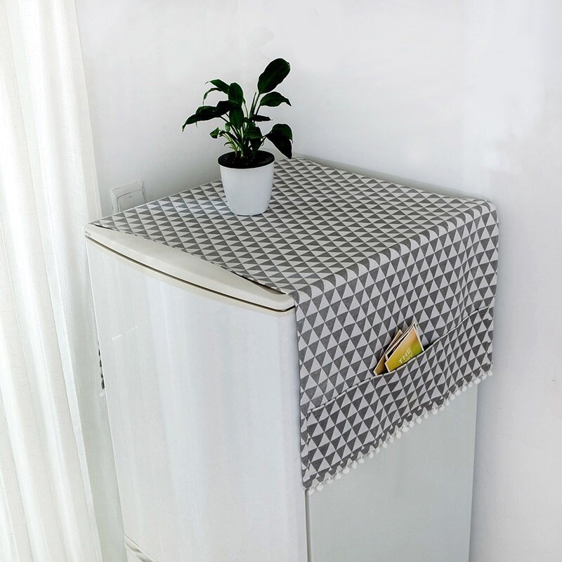 Geometric Refrigerator Cloth Single Door Refrigerator Dust Cover Pastoral Double Open Towel Washing Machine Cover Towel: 7-30x90