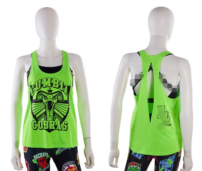 Fit funky damstickade bomullskläder zum fitnesskläder tshirt toppar tshirtv-ringning  t2085