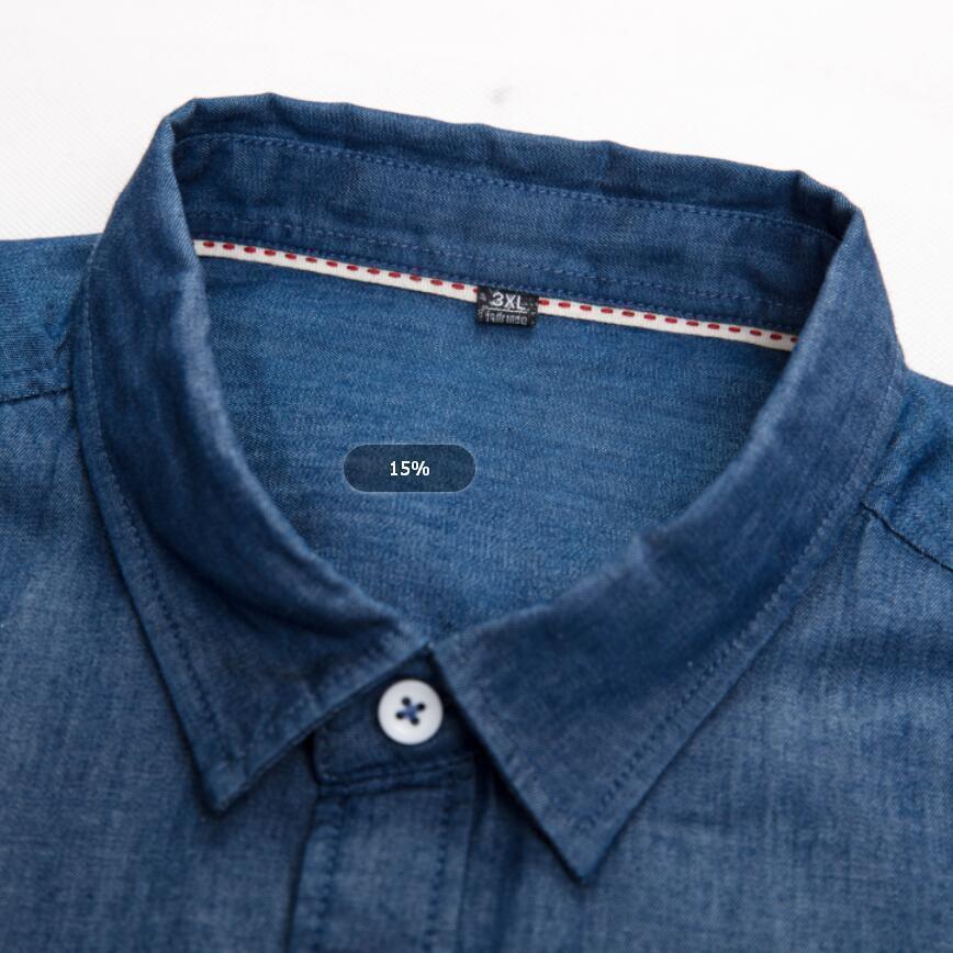 Jeansskjorta män plus size-kläder 8xl 7xl 6xl 5xl 4xl mansskjortor långärmade fritidsskjortor i bomull