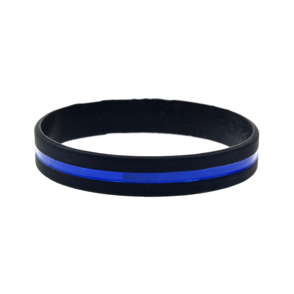 1PC Blau Linie Silikon Armband Schwarz Erwachsene Größe