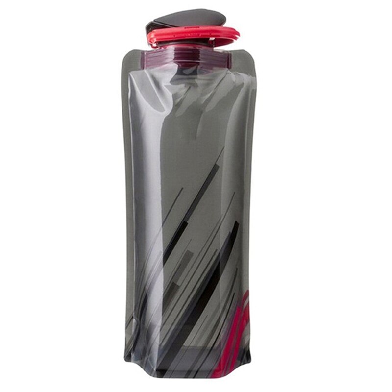 Bolsa de plástico plegable para botella, bolsa ligera y portátil para acampar, senderismo y Picnic, 700ml: Negro