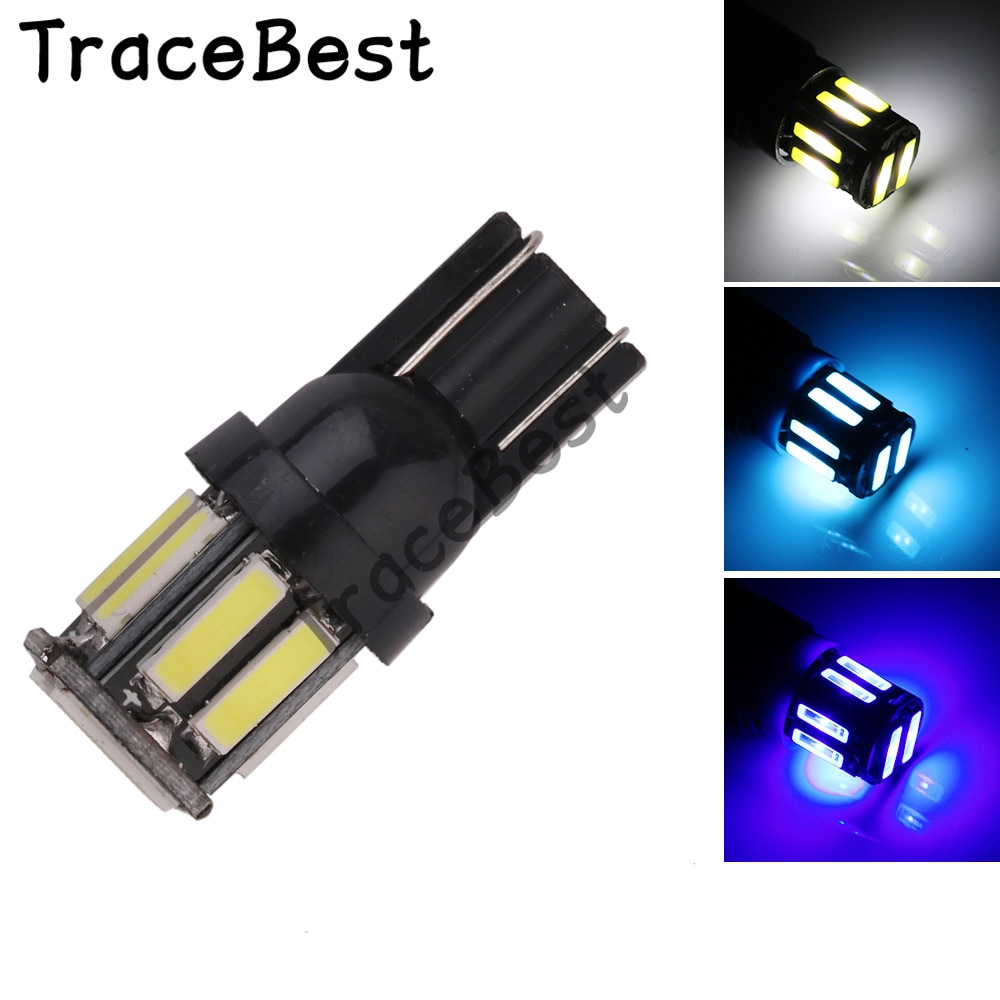 4Pcs W5W 10-7020 SMD Auto T10 LED 194 168 Wedge Vervanging Reverse Instrument Panel Lamp Wit Blauw lampen Voor Clearance Lights