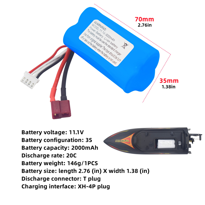 RC Boot Batterij 11.1V 3000mAh Lithium Batterij Voor R608 2104 Borstelloze Hoge Snelheid Watergekoelde RC Boot Model speelgoed 11.1V Batterij