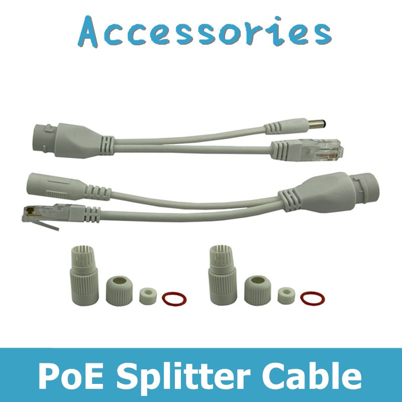 Par poe-kabeldelare för ip-kamerabyttejp skärmad 5v 12v 24v 48v strömförsörjningskabel 5.5*2.1mm vattentät kostym