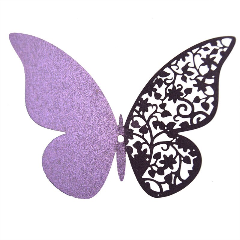 12 stücke Halben hohl 3D Schmetterling Zauberstab Aufkleber für Hochzeit Hause dekoration Schmetterlinge auf sterben Zauberstab zimmer Dekor Mehrfarbig aufkleber: Violett