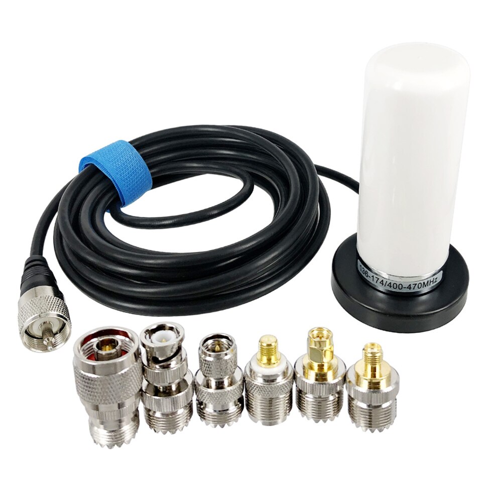 Base de montage magnétique et connecteur BNC pour talkie-walkie, Radio de voiture, antenne double bande VHF UHF PL259, câble Coaxial de 5M: WHITE