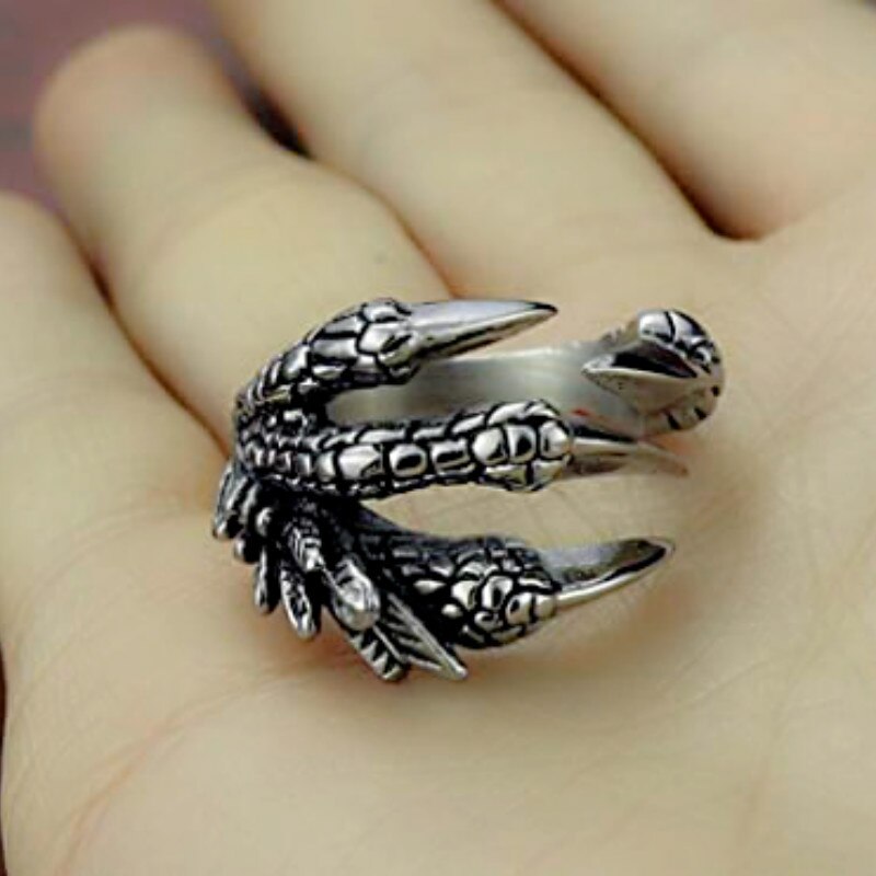 Anillo de acero de titanio con forma de garra de dragón y águila para hombre, joyería de Animal de roca, , 1 ud.