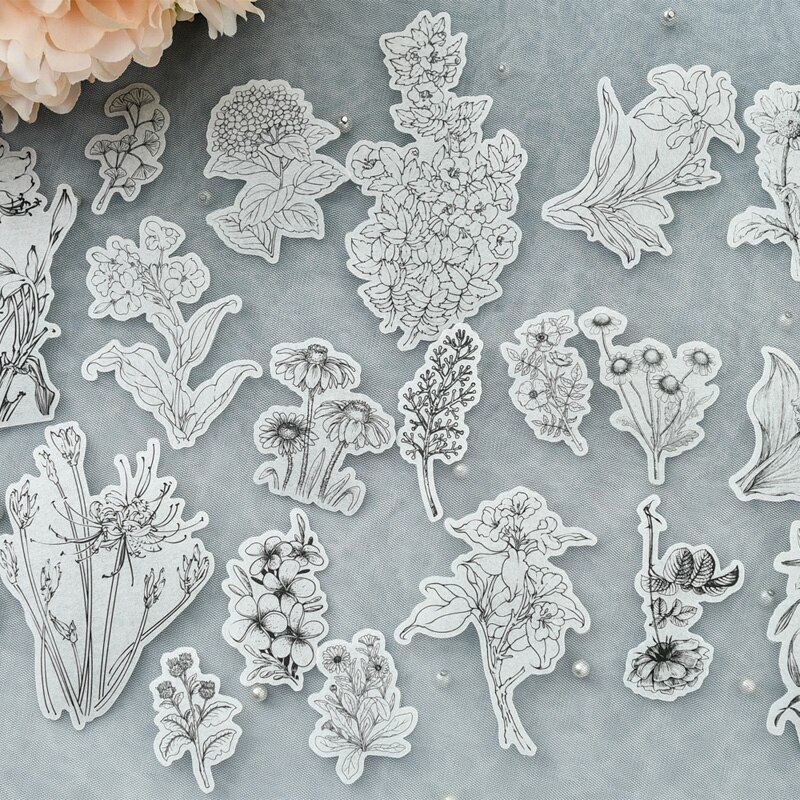 58pcs Flowers and Plants Paper Die Cut Stickers for Scrapbooking Happy Planner/Card Making/Journaling Project Craft