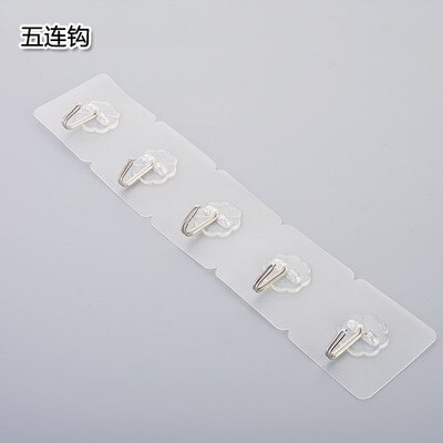 2 pièces Transparent fort auto-adhésif porte cintres muraux serviette vêtements porte-outils crochets pour accrocher cuisine salle de bain accessoire: 2pcs five hooks