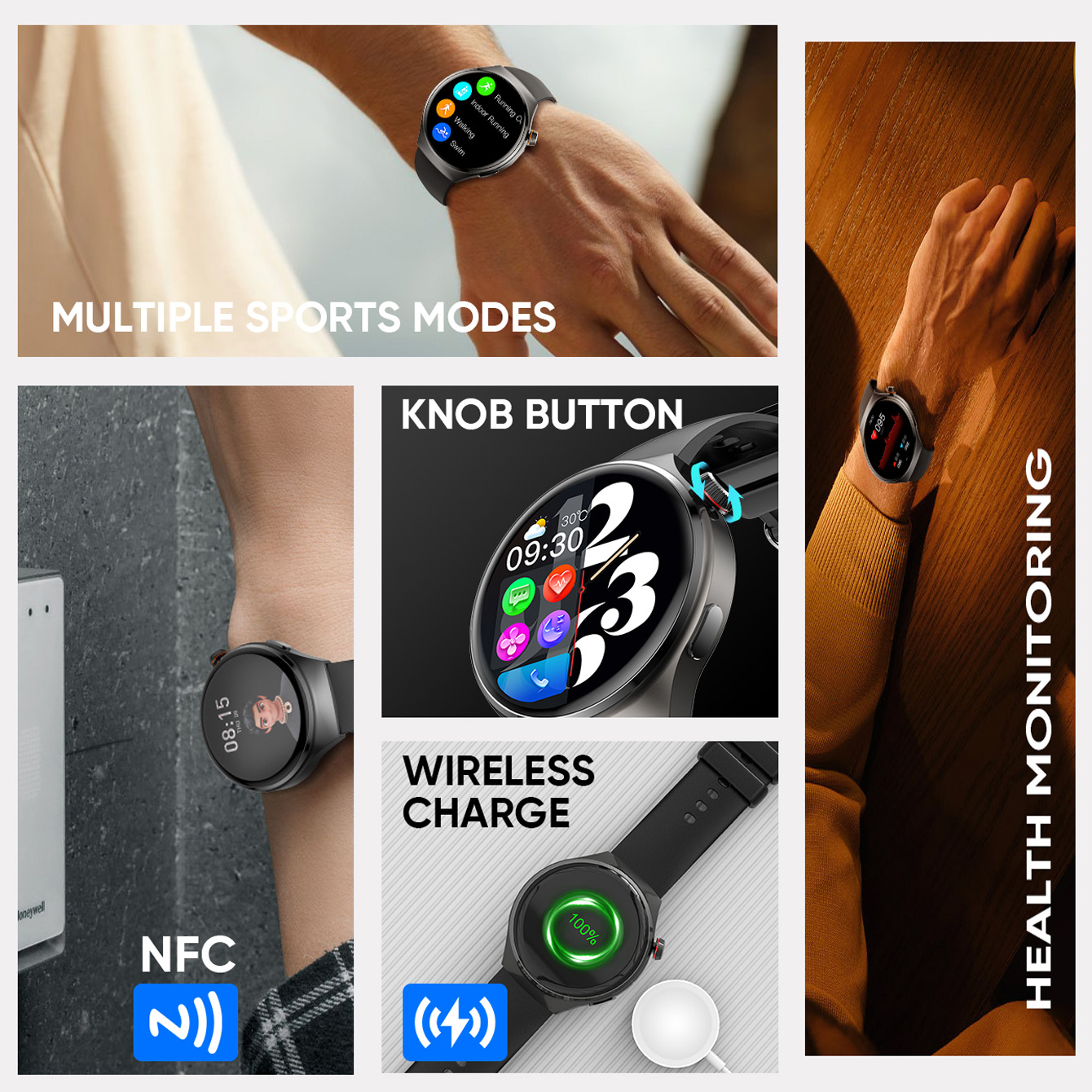 zawodowiec na wolnym powietrzu Smartwatch wojskowy Bluetooth połączenie 1.43 "ekran Amoled opaska monitorująca aktywność fizyczną duży, wytrzymały inteligentny zegarek NFC