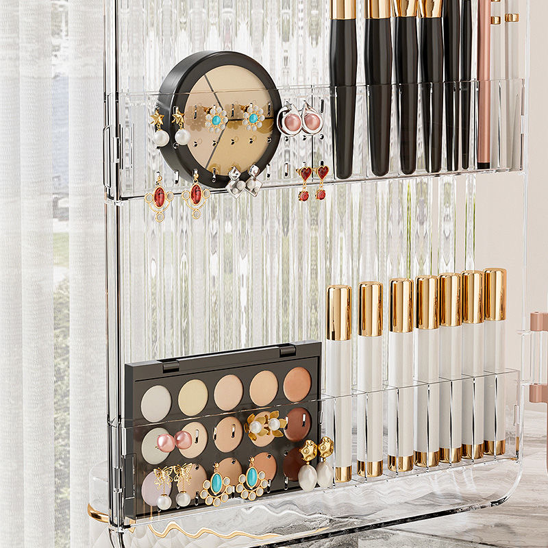 Cosméticos Organizador Caixa de armazenamento, Maquiagem, Cuidados com a pele, Home Desktop, Dustproof Cabinet, Large Capacity Vanity