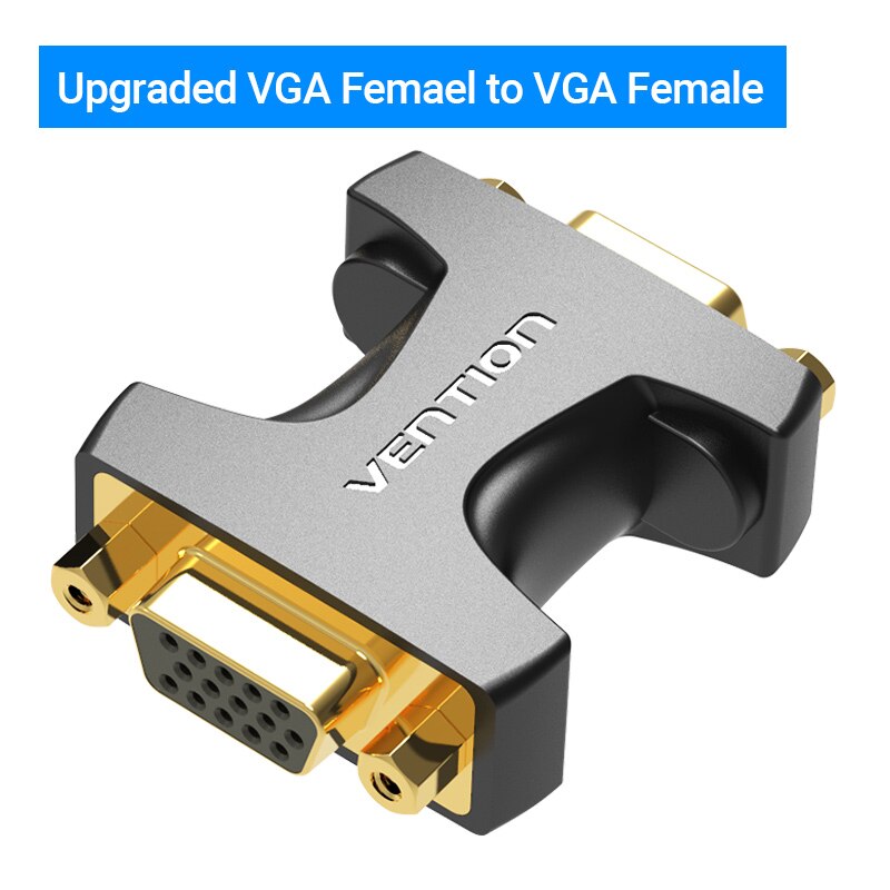 Vention VGA Coupler 15 Pin VGA Male to VGA Feamle Adapter HD15 Female to Female Gender with Gold-Plated for PC TV SVGA Adapter: DDGB0 Black