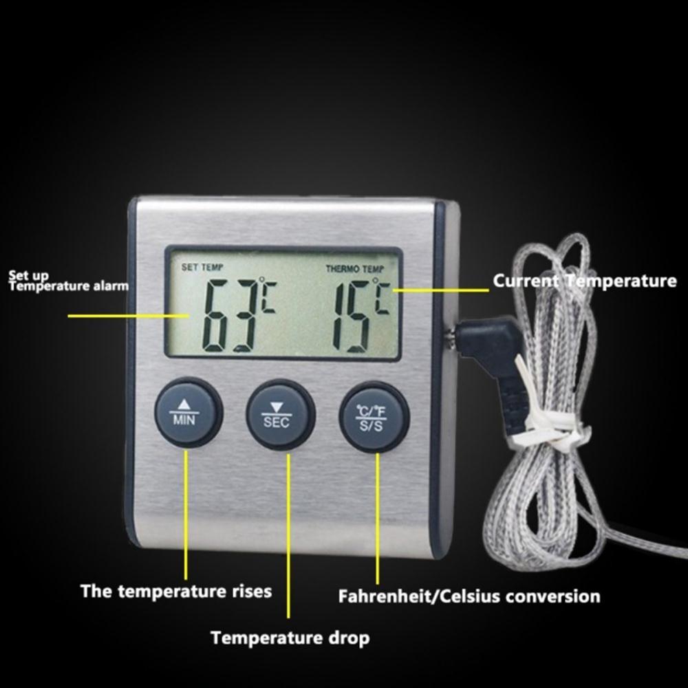 Probe Thermometer Needle Stainless Steel Sensor Magnetic Paste Kitchen Thermometer Food Thermometer Plastic Measuring Cooking