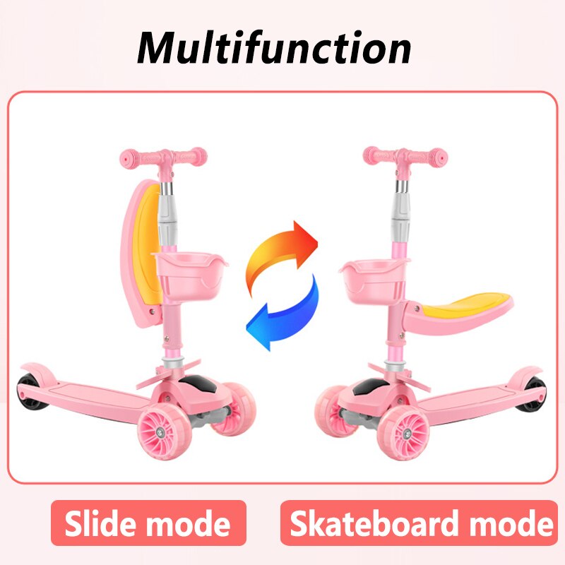 3-10 jahre alt Kind Einstellbare Tretroller Faltbare Sitz Blinkt 3 räder Schritt Rolle freundlicher Stadt Rolle Skateboard