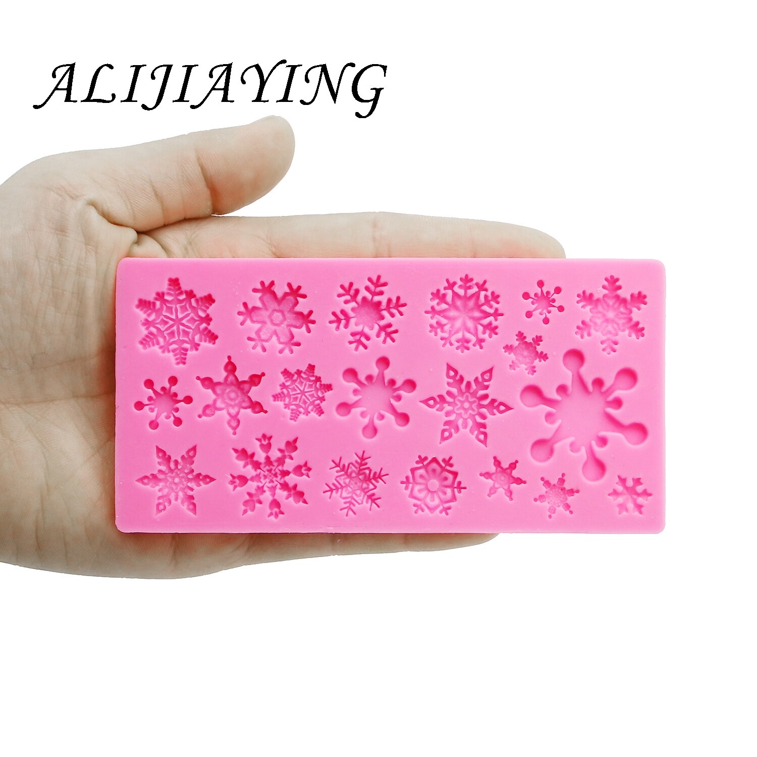 Gör-det-själv vacker jul snöflinga silikonform fondant tårtdekoreringsverktyg sockerkaka stencilform  d1425