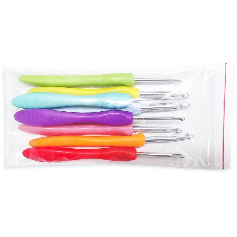 8 Stks/set Haaknaalden Kit Trui Weven Tool Breien Naald Tool Rainbow Soft Handvat Plastic Aluminiumoxide Breien Naald