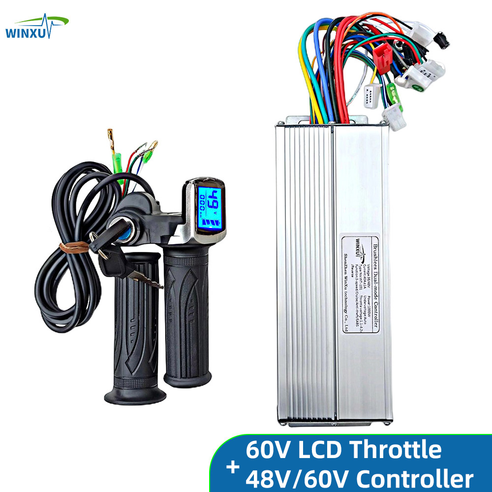 36V 48V 60V 1500W 45A Bezszczotkowy silnik Uniwersalny sterownik napędu Wyświetlacz LCD Zestaw przepustnicy robić naprawy rowerów elektrycznych i trójkołowych: Ciemnoszary
