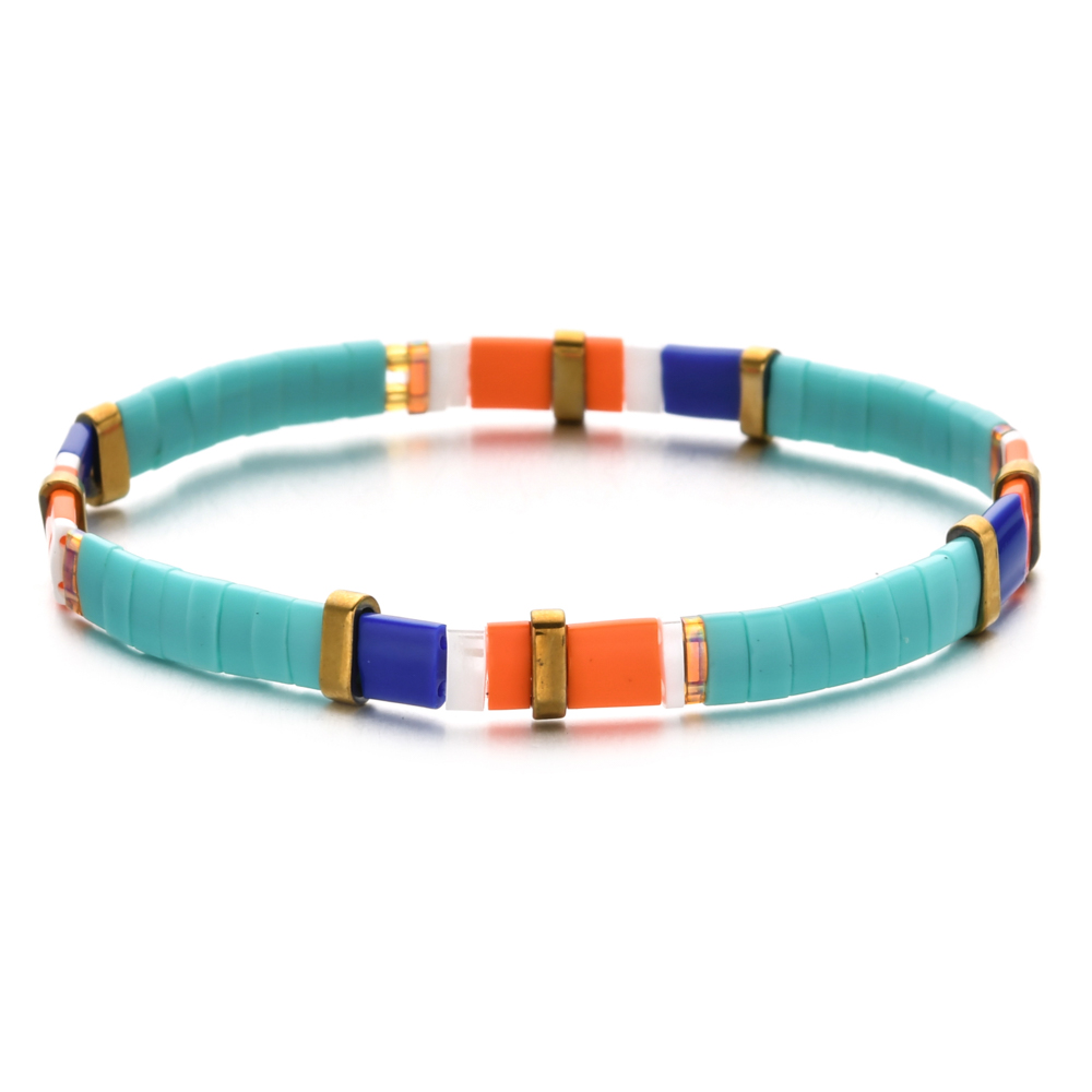 Smzy pulseira feminina com miçangas do arco-íris, artesanal e elástica, com pingentes da amizade, pulseira feminina: HGSL070