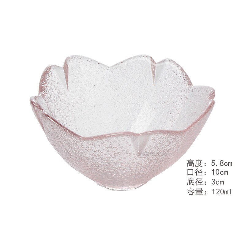 Japanese Cherry Blossom Plate Transparent Pink Glass Saucer Glass Salad Bowl Salad Bowl Set Dish Set: A