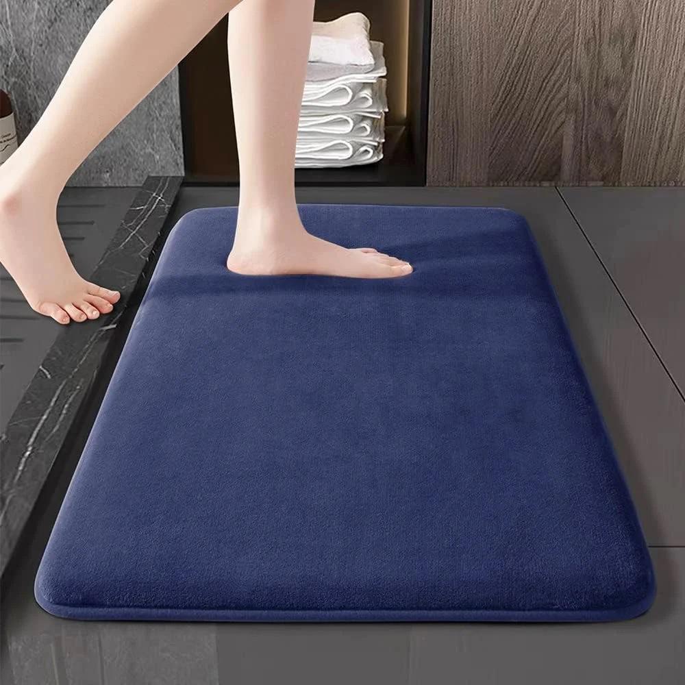 Alfombra súper absorbente, alfombra de baño súper absorbente, alfombrilla de baño de terciopelo Coral súper antideslizante, alfombrilla de puerta: Azul