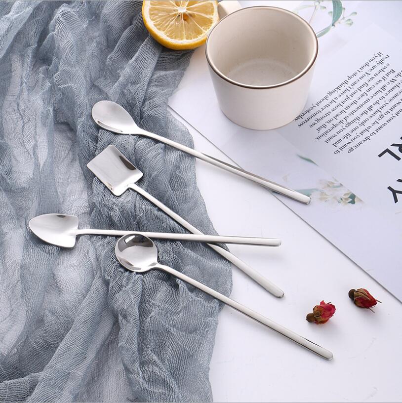 304 stainless steel tableware stirring coffee milk tea spoon dessert bar long ice spoon long handle honey spoons