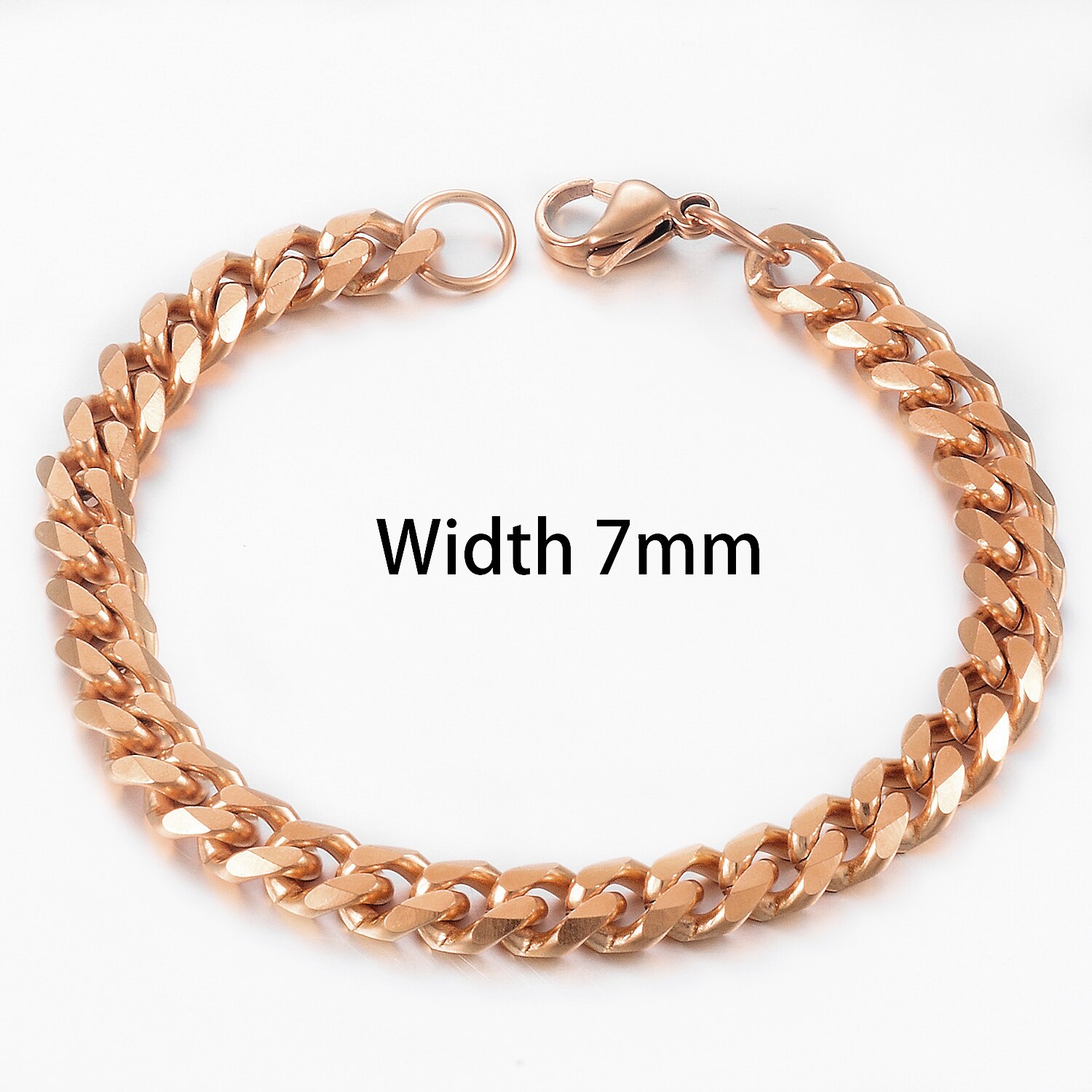 Stainless Steel Rose Gold Cuban Bracelet Men And Women Jewelry