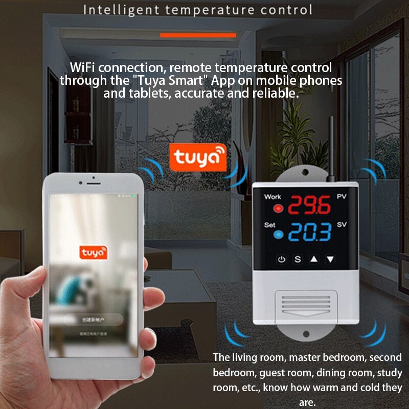 Wireless Wifi Temperature Controller Thermostat AC110-220V DTC1201 NTC Sensor Digital Display APP Control for Smart Home