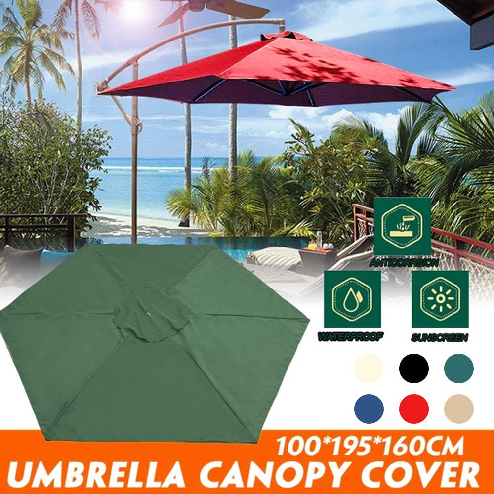2m parasols de terrasse, support de protection pour parasol, 48 lampes led, auvent de jardin extérieur, abri solaire pour cour, piscine, plage