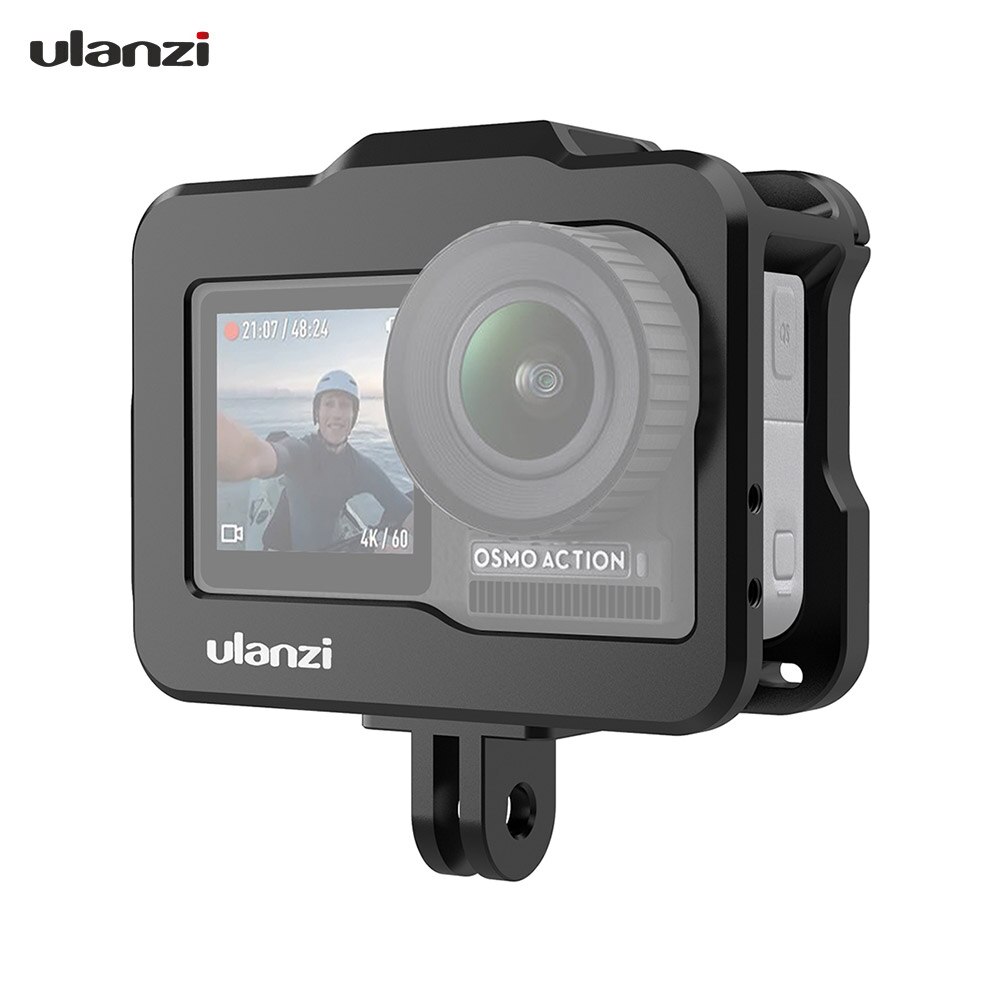 Ulanzi oa -1 vlog metalen camerakooi vlog case met cold shoe voor dji osmo action camera voor microfoon met led-lampje